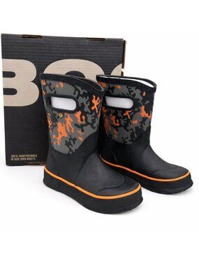 BOGS Toddler Kids Neo Camo Waterproof Insulated Rain Boots Size 8 Black Orange